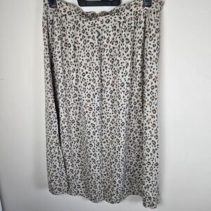 Nine West Skirt XL Animal Print Midi Elastic Waist Boho Resort Wear Work Wear